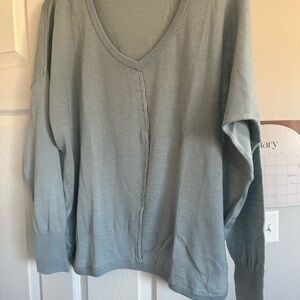 Gray V-Neck Sweater with Soft Knit Fabric and Relaxed Fit